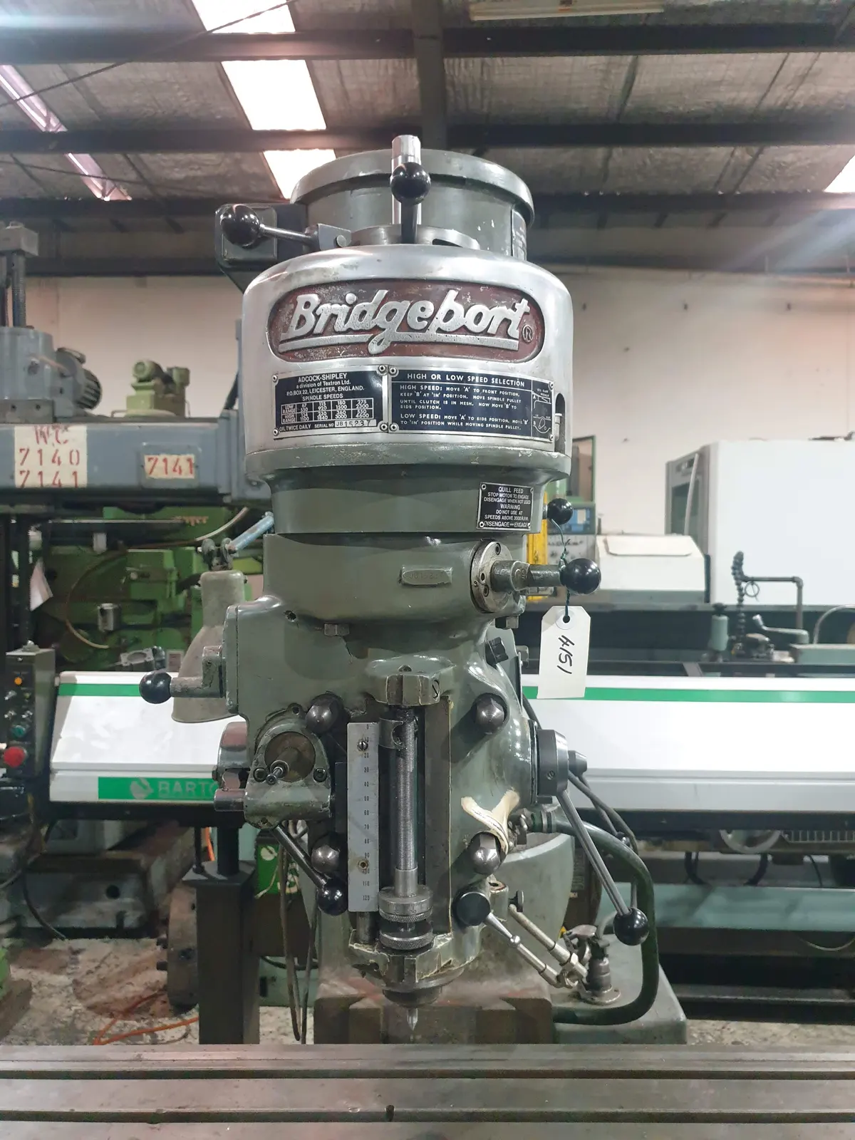Bridgeport Turret Milling Machine TRT#51 - Image 4